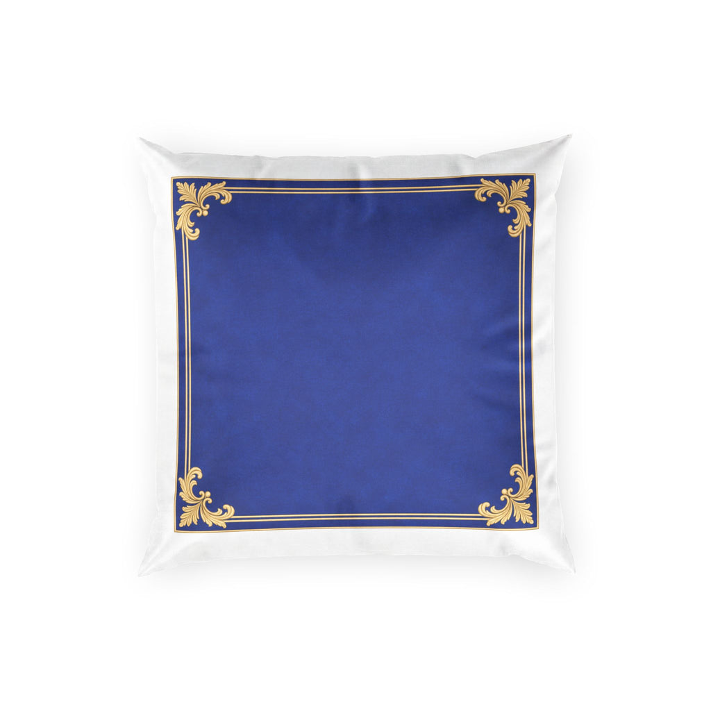 Royal Blue Gold Ornate Border Poly Velvet Pillow