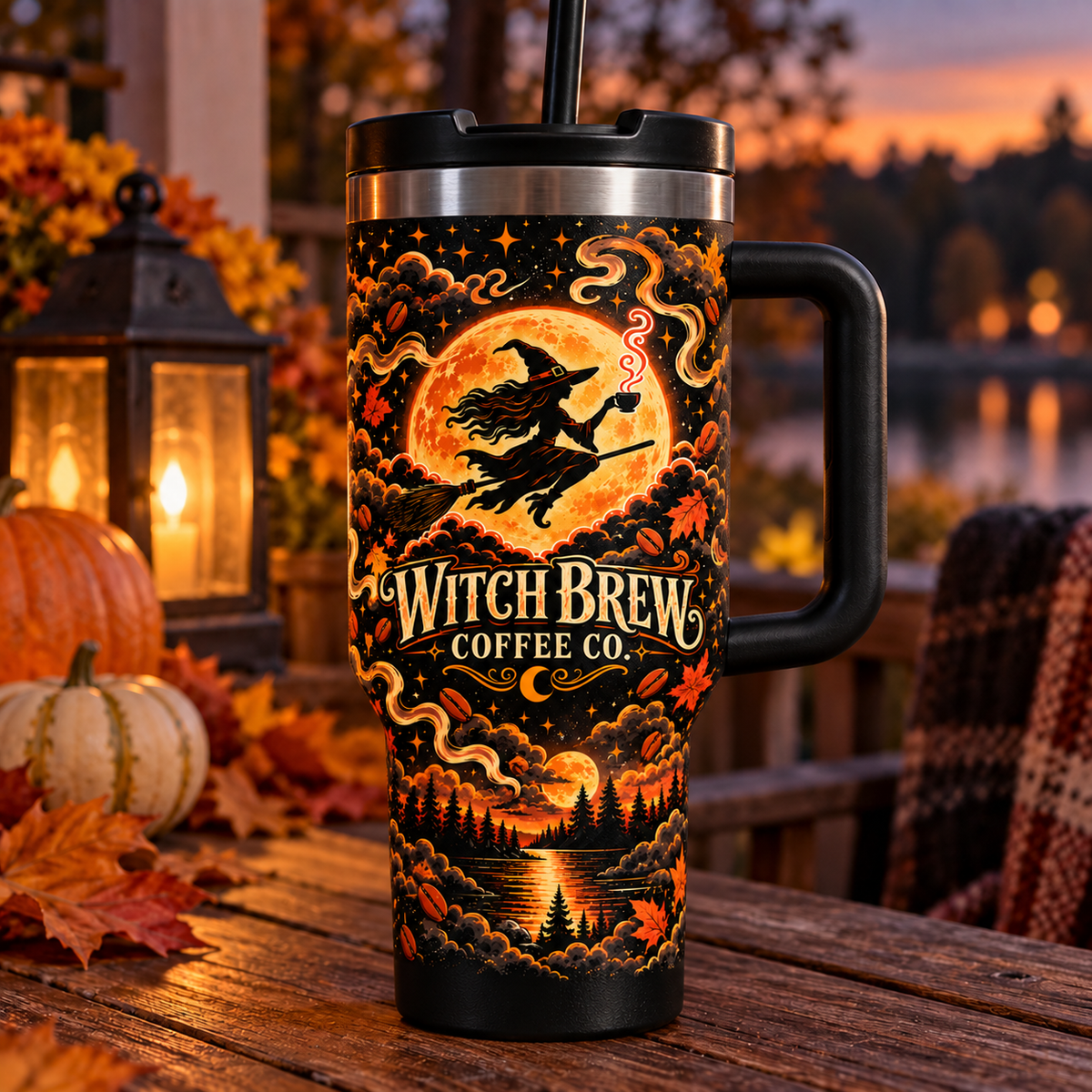 Witch Brew Coffee Co- 40oz Tumbler with Handle and Straw