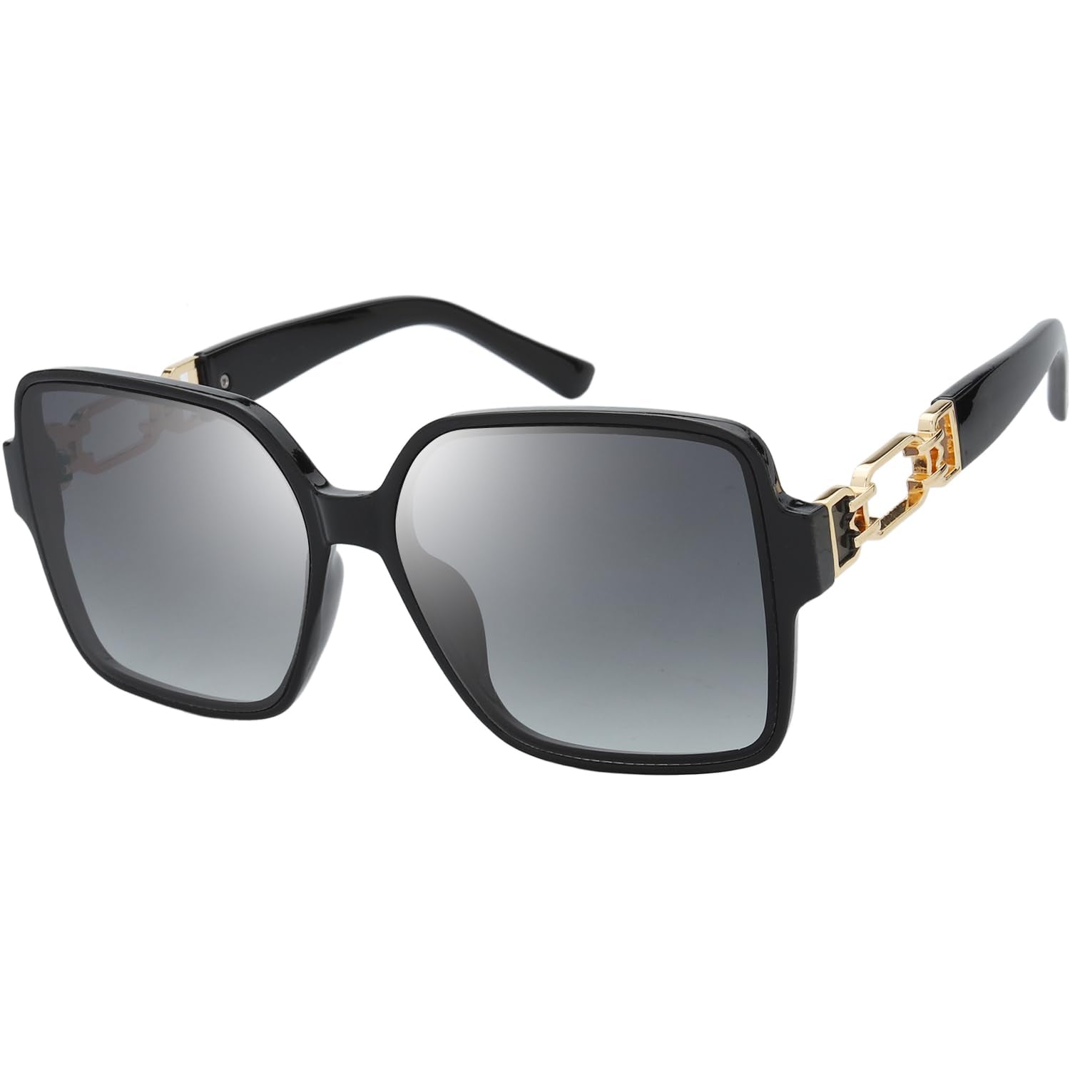 Grace Oversized Square Jackie O Cat Eye Hybrid Butterfly Fashion Sunglasses - Exquisite Packaging (738902-Black Gradient Grey)