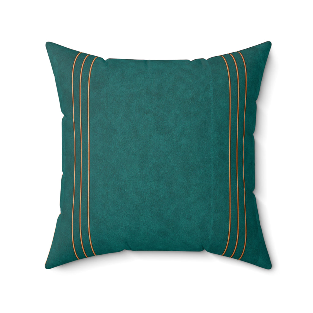 Teal Faux Suede Square Pillow with Gold Stripes — Decorative Throw Cushion
