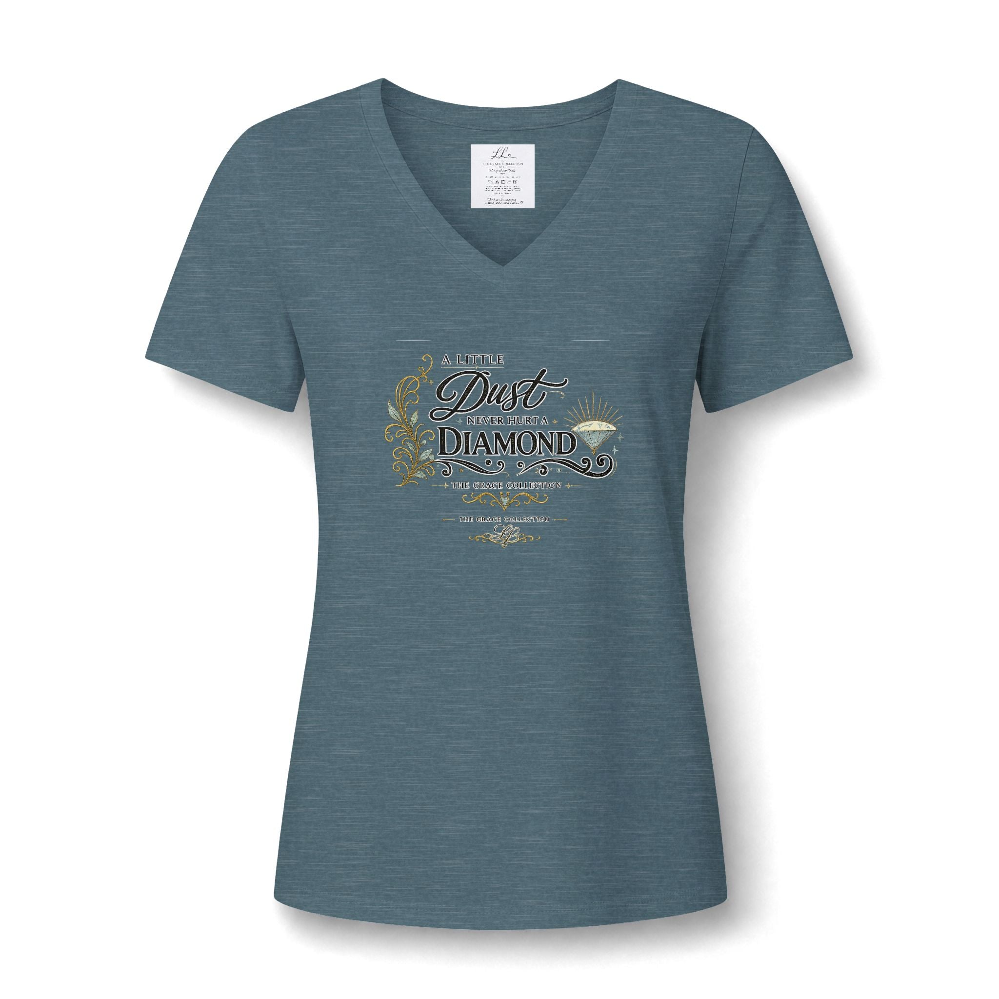 A Little Dust Plays With A Diamond V-Neck Tee