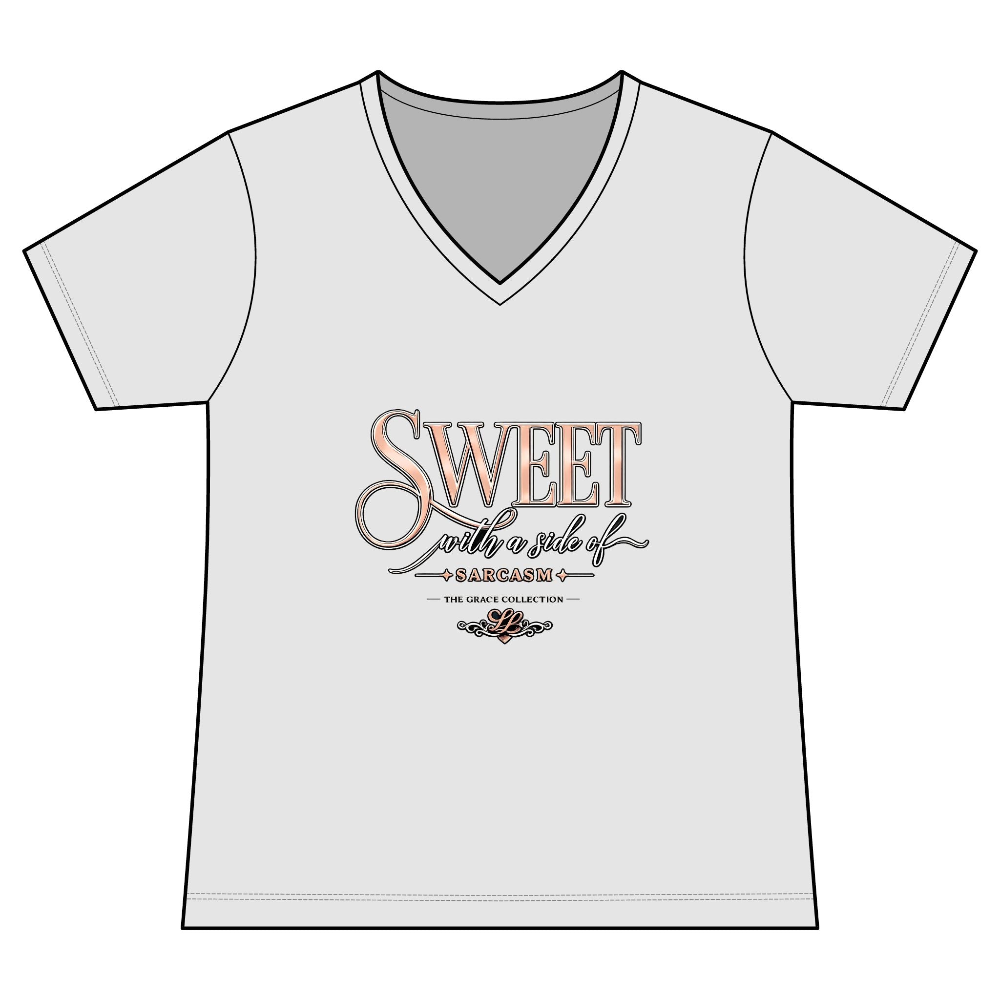 Sweet With A Side Of Sarcasm - Woman's V-Neck Tee