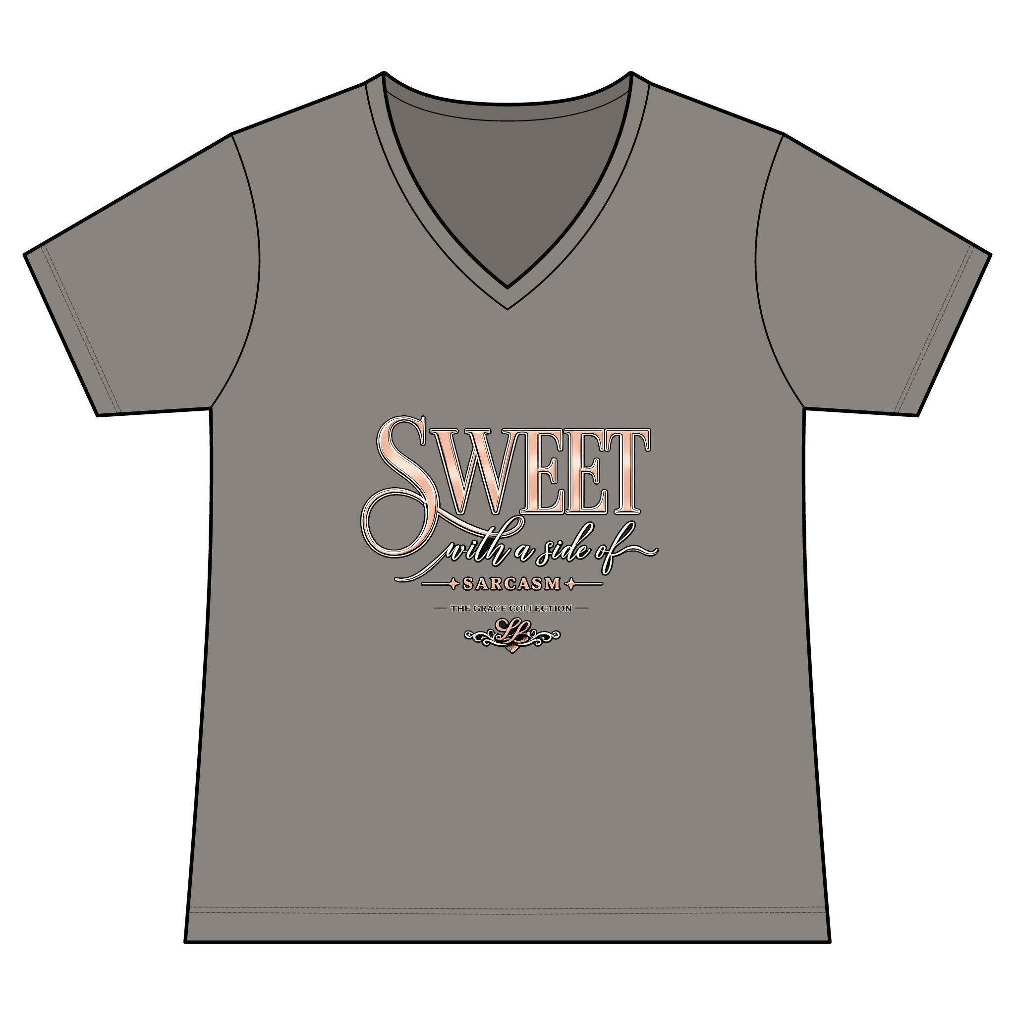 Sweet With A Side Of Sarcasm - Woman's V-Neck Tee