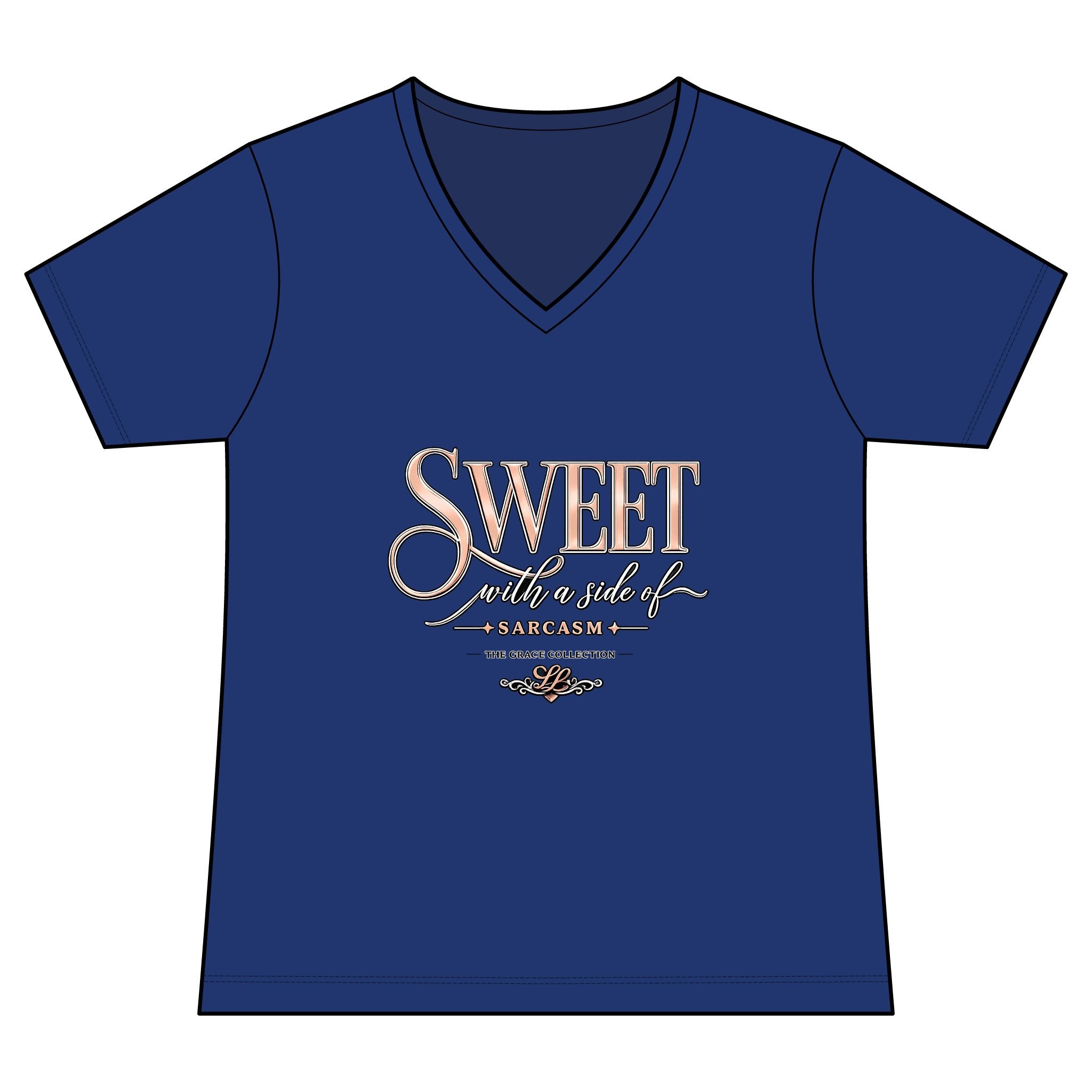 Sweet With A Side Of Sarcasm - Woman's V-Neck Tee