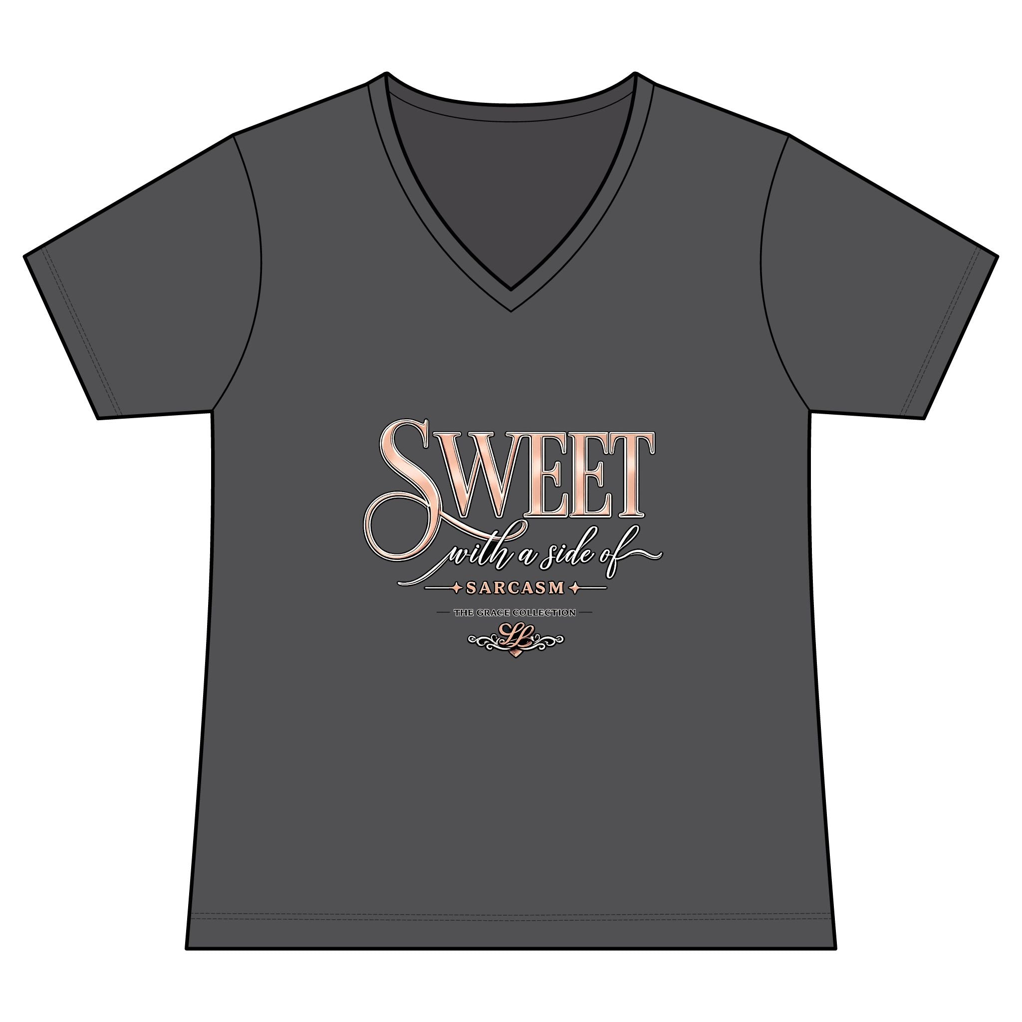 Sweet With A Side Of Sarcasm - Woman's V-Neck Tee