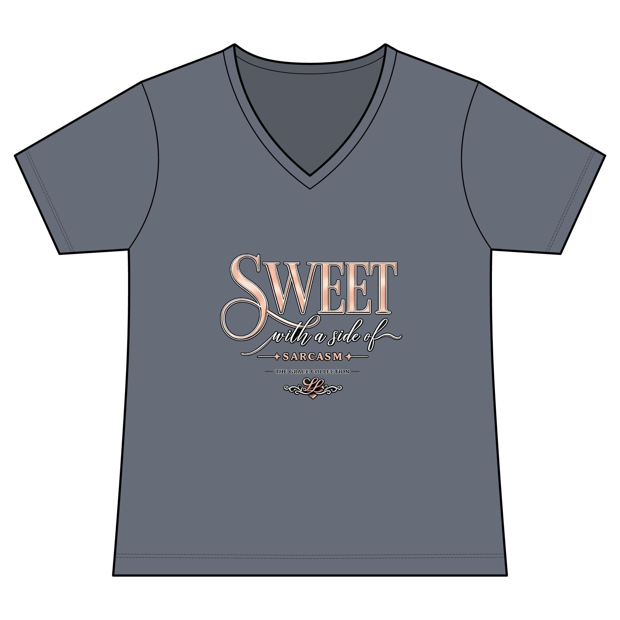 Sweet With A Side Of Sarcasm - Woman's V-Neck Tee