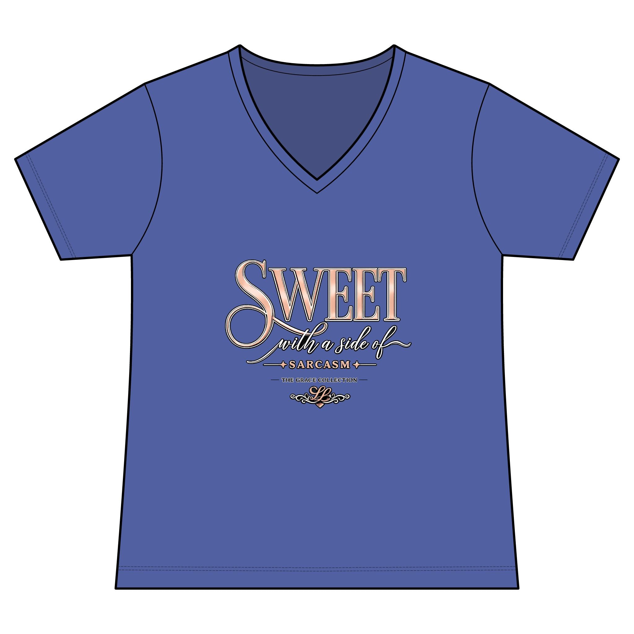 Sweet With A Side Of Sarcasm - Woman's V-Neck Tee