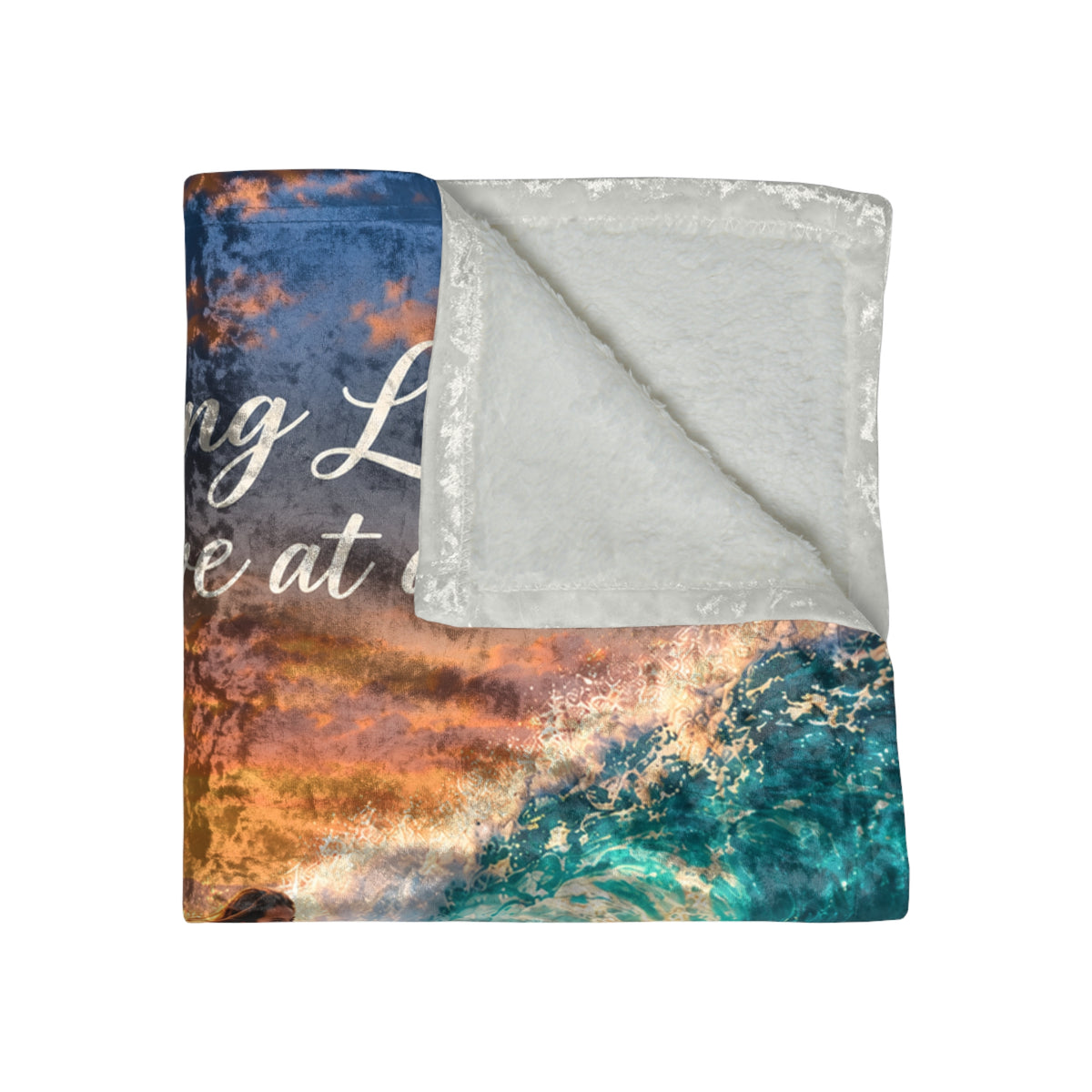 Personalize This Blanket - Enjoying Life One Wave at a Time -  Crushed Velvet Blanket  Surfing Sunset