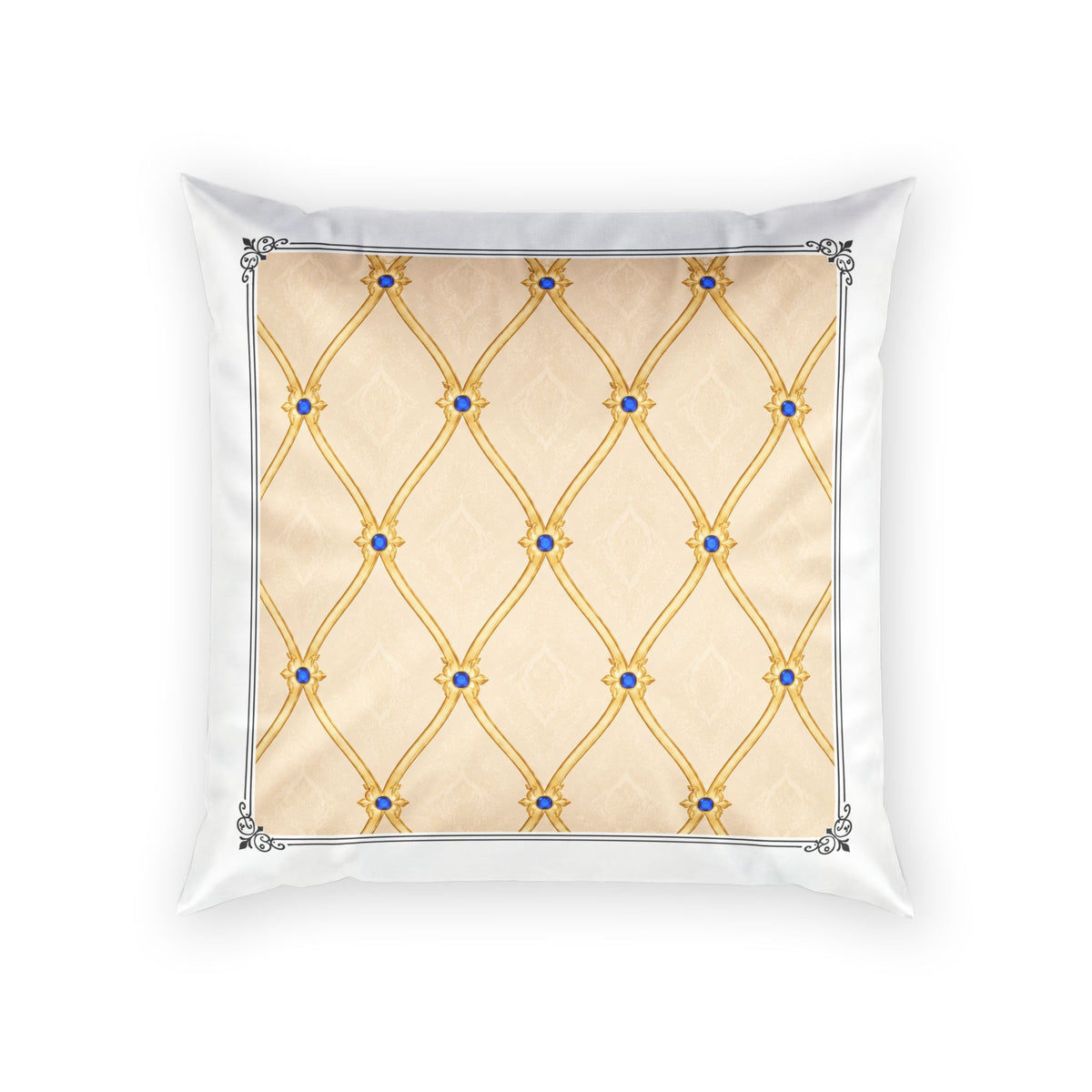 Gold Geometric Lattice Pattern Pillow