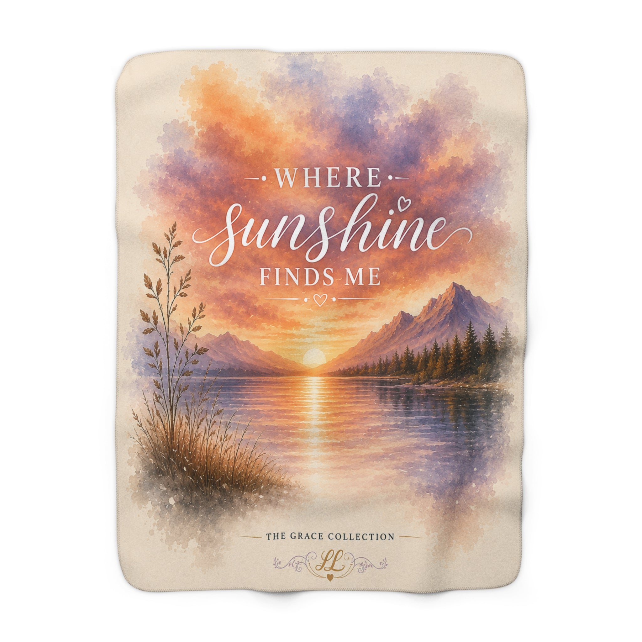 "Where Sunshine Finds Me" -  Sherpa Fleece Blanket — Cozy Scenic Sunset Throw