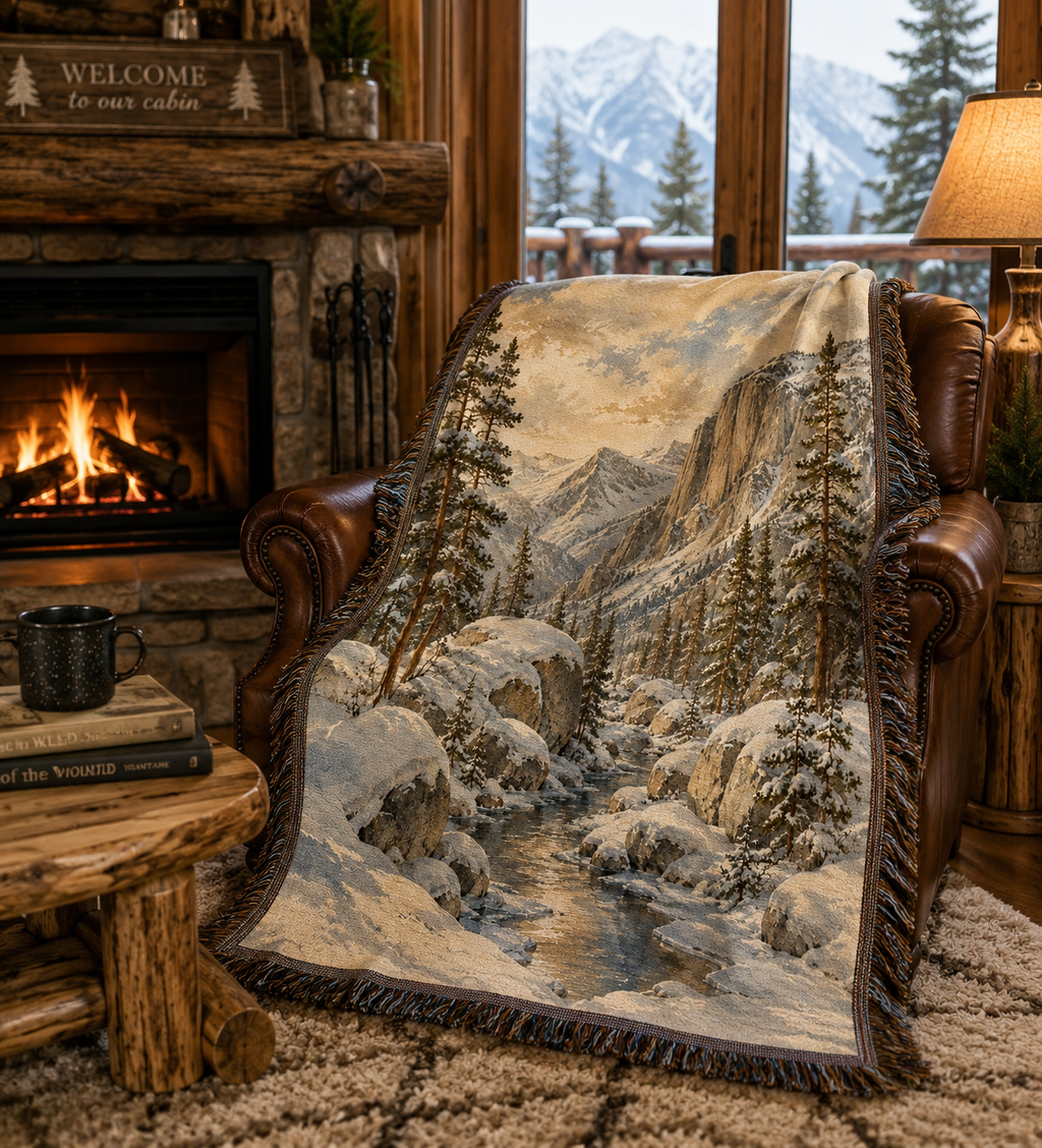 Snowy Sierra - Woven Blanket Tapestry Throw 54" x 60"