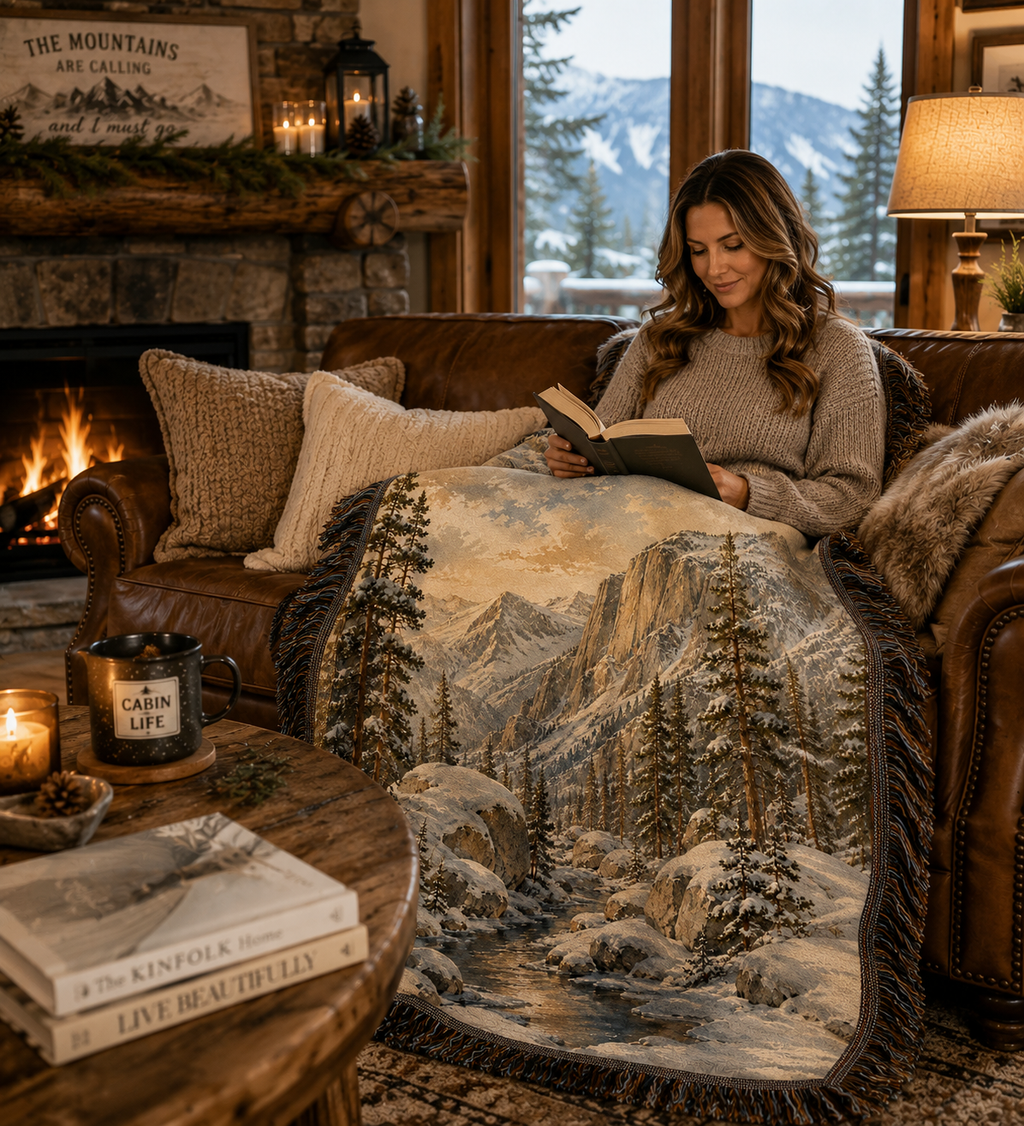 Snowy Sierra - Woven Blanket Tapestry Throw 54" x 60"