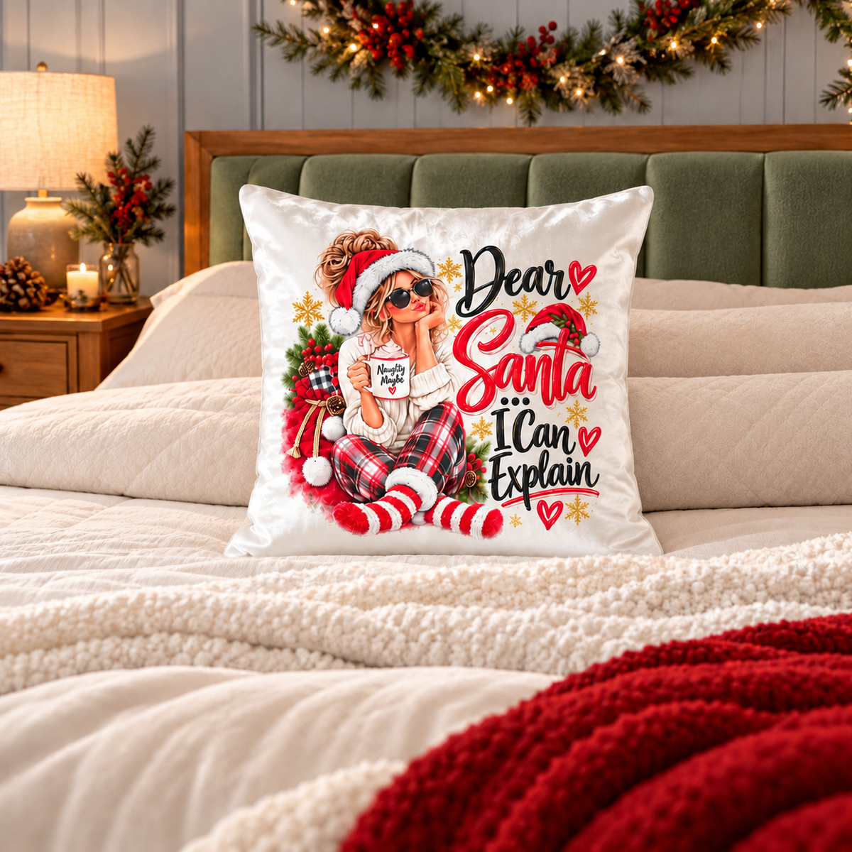Dear Santa I Can Explain -  Christmas Throw Pillow