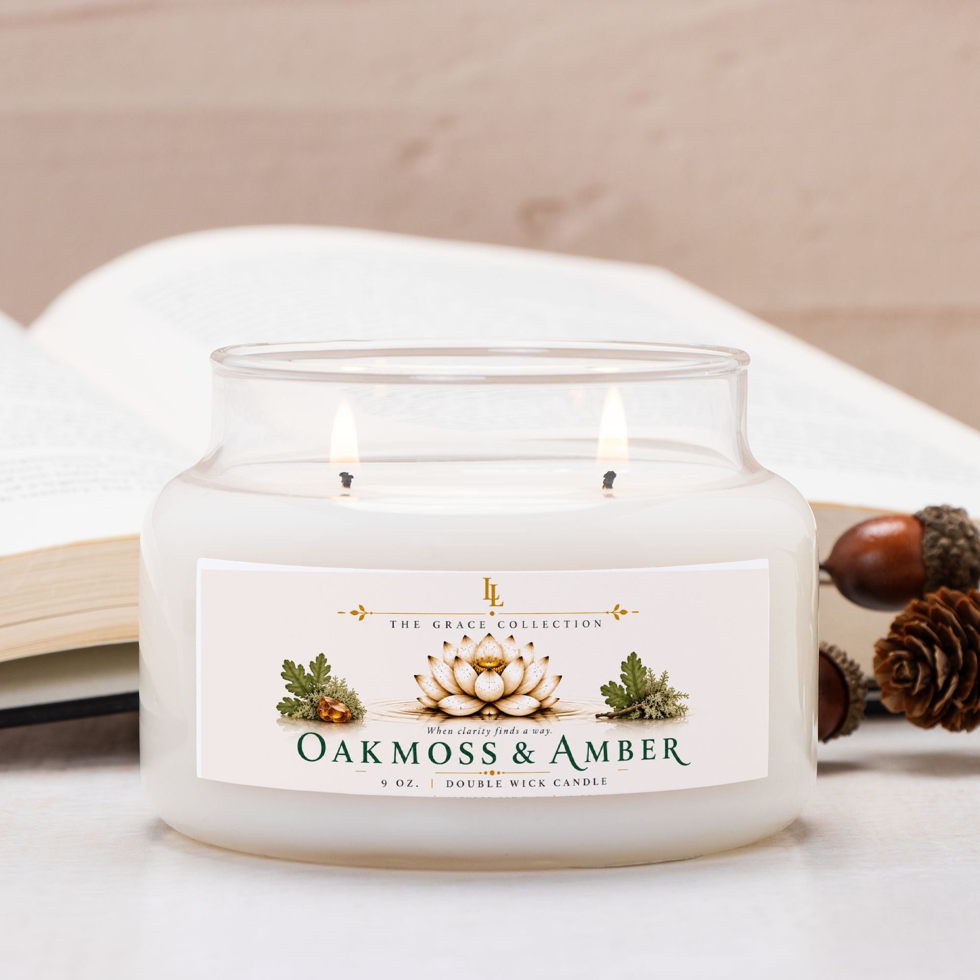 Oakmoss & Amber Candle Apothecary Jar (Double Wick)