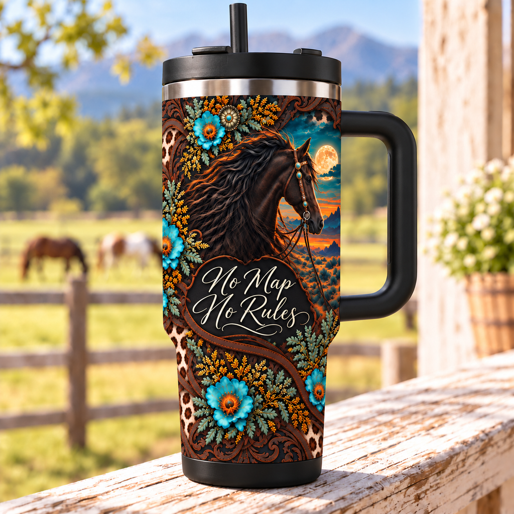No Map No Rules - 40oz Tumbler with Handle and Straw (Made in USA)