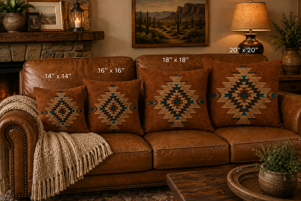 Southwestern Aztec Faux Suede Pillow - Rust Geometric Throw Pillow