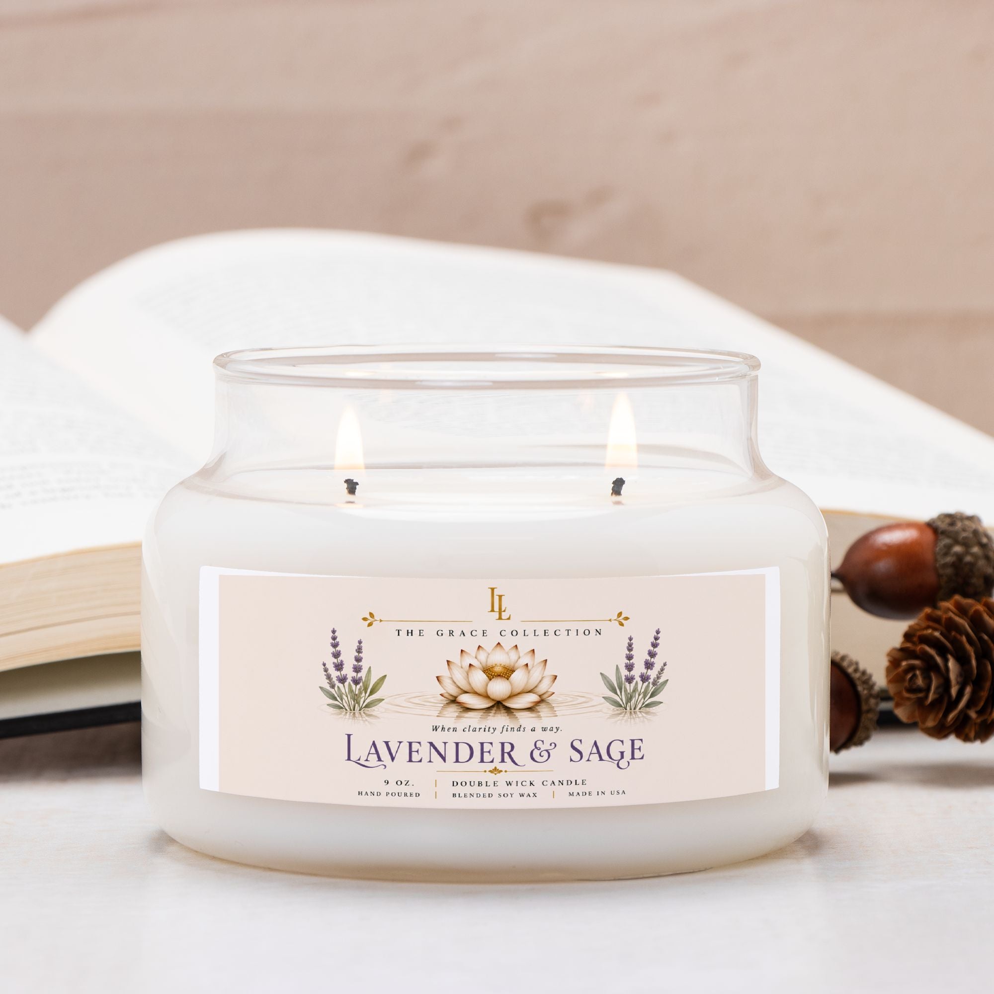Lavender & Sage Candle Apothecary Jar (Double Wick)