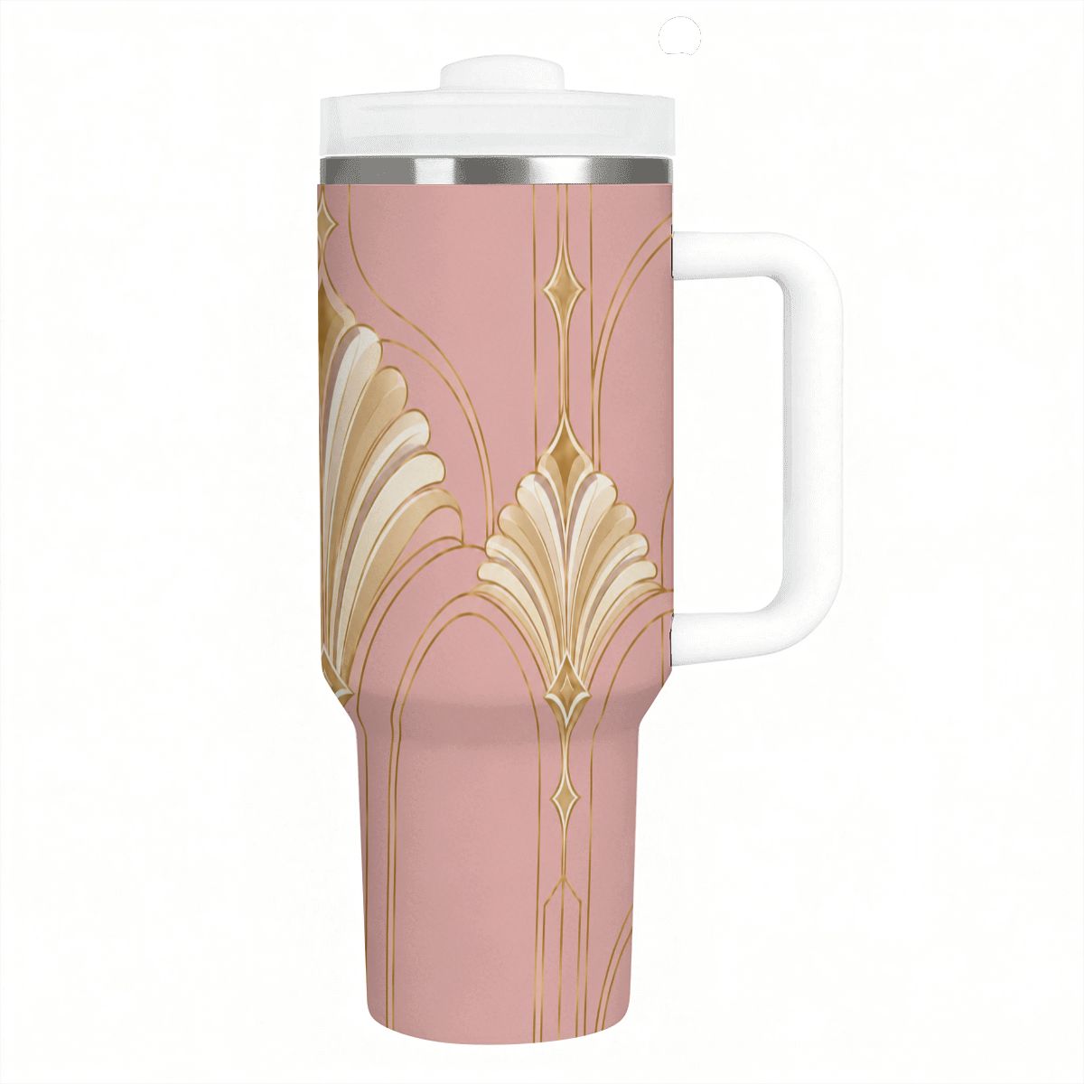 Art Deco Dusty Rose - 40oz Tumbler with Handle and Straw (Made in USA)