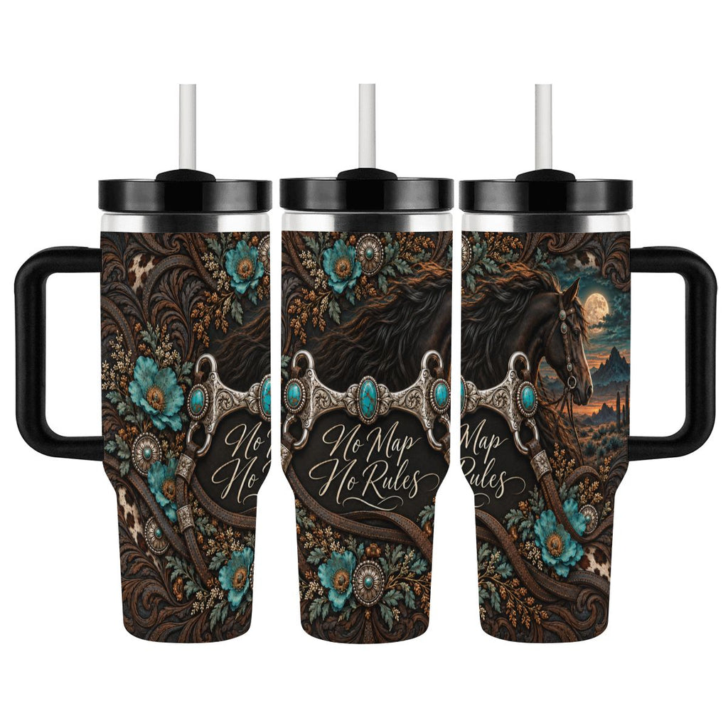 No Map No Rules - 40oz Tumbler with Handle and Straw (Made in USA)