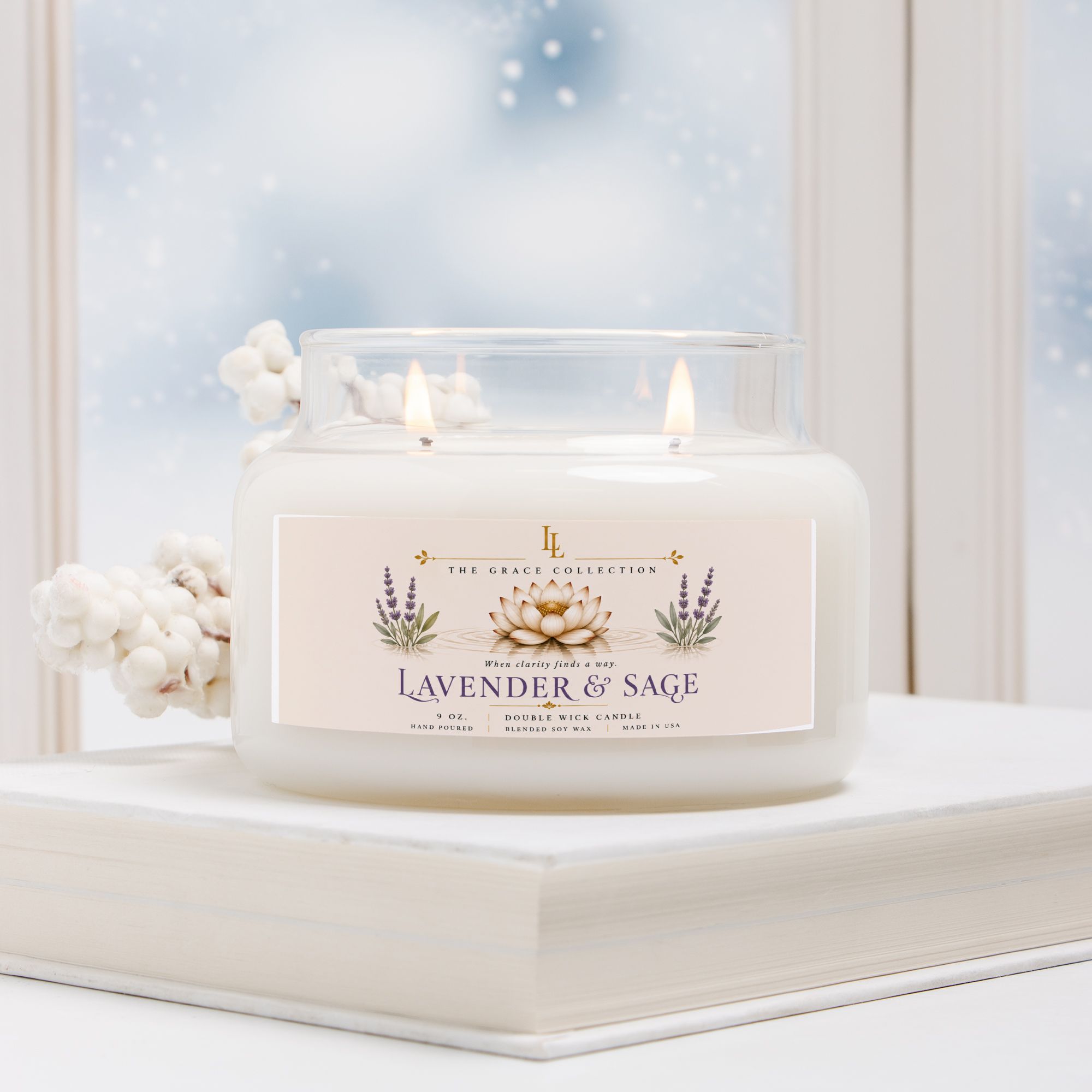 Lavender & Sage Candle Apothecary Jar (Double Wick)