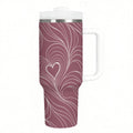 Echoing Hearts Dusty Rose with White - 40oz Tumbler with Handle and Straw (Made in USA)