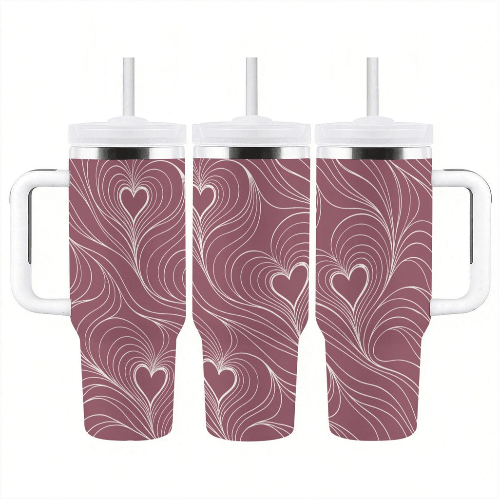Echoing Hearts Dusty Rose with White - 40oz Tumbler with Handle and Straw (Made in USA)