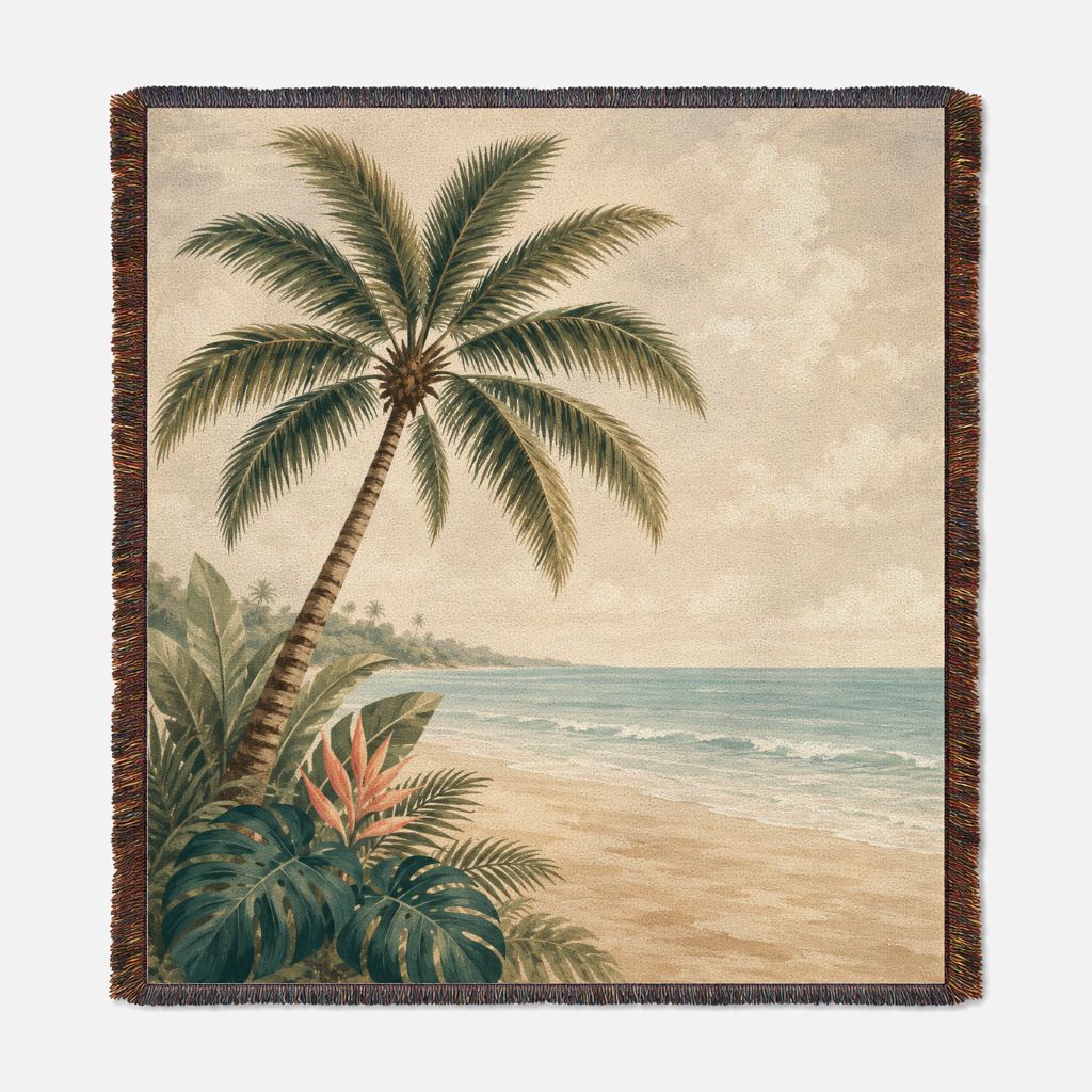 Tropical Palm - Woven Blanket Tapestry Throw 54" x 60"