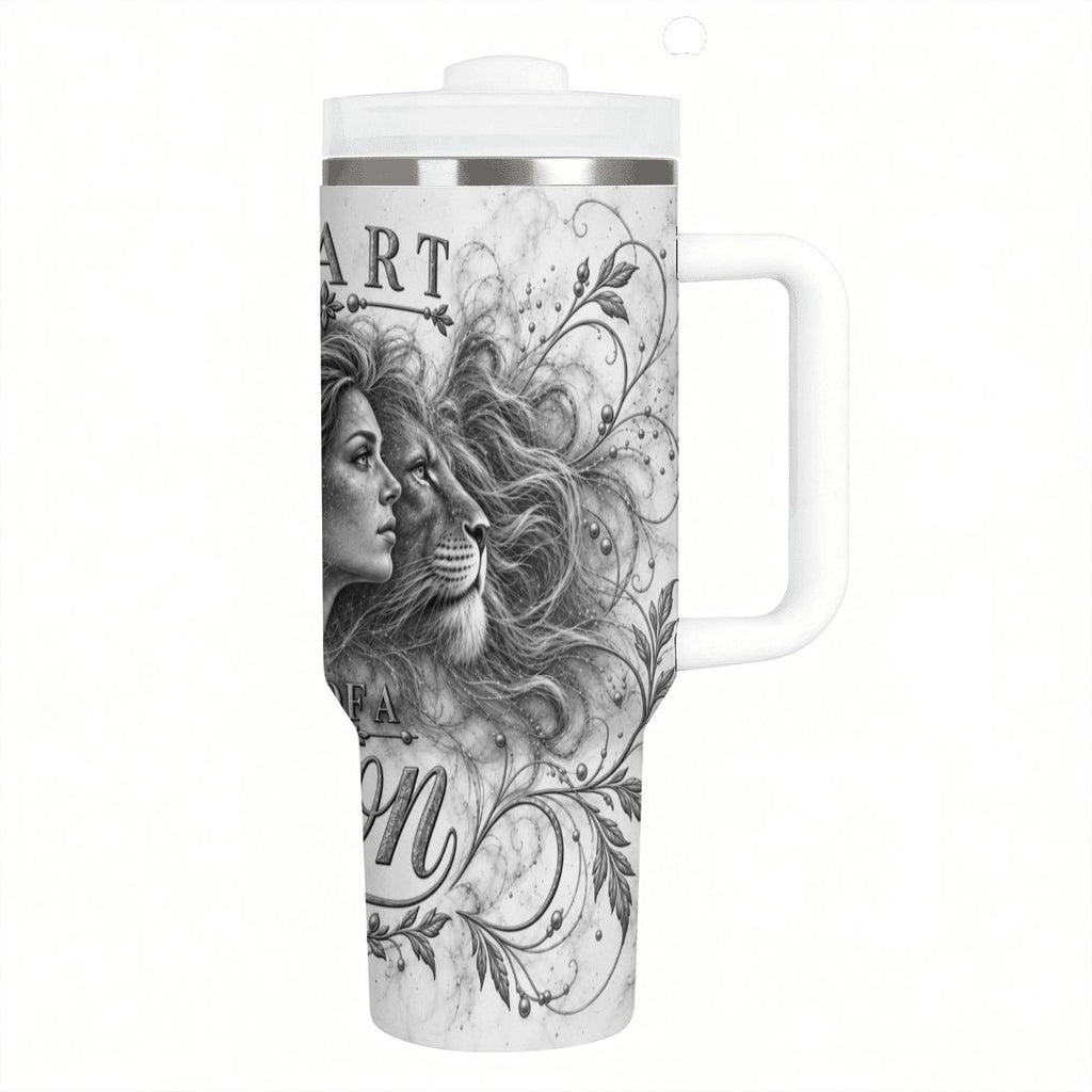 Heart Of A Lion - 40oz Tumbler with Handle and Straw (Made in USA)