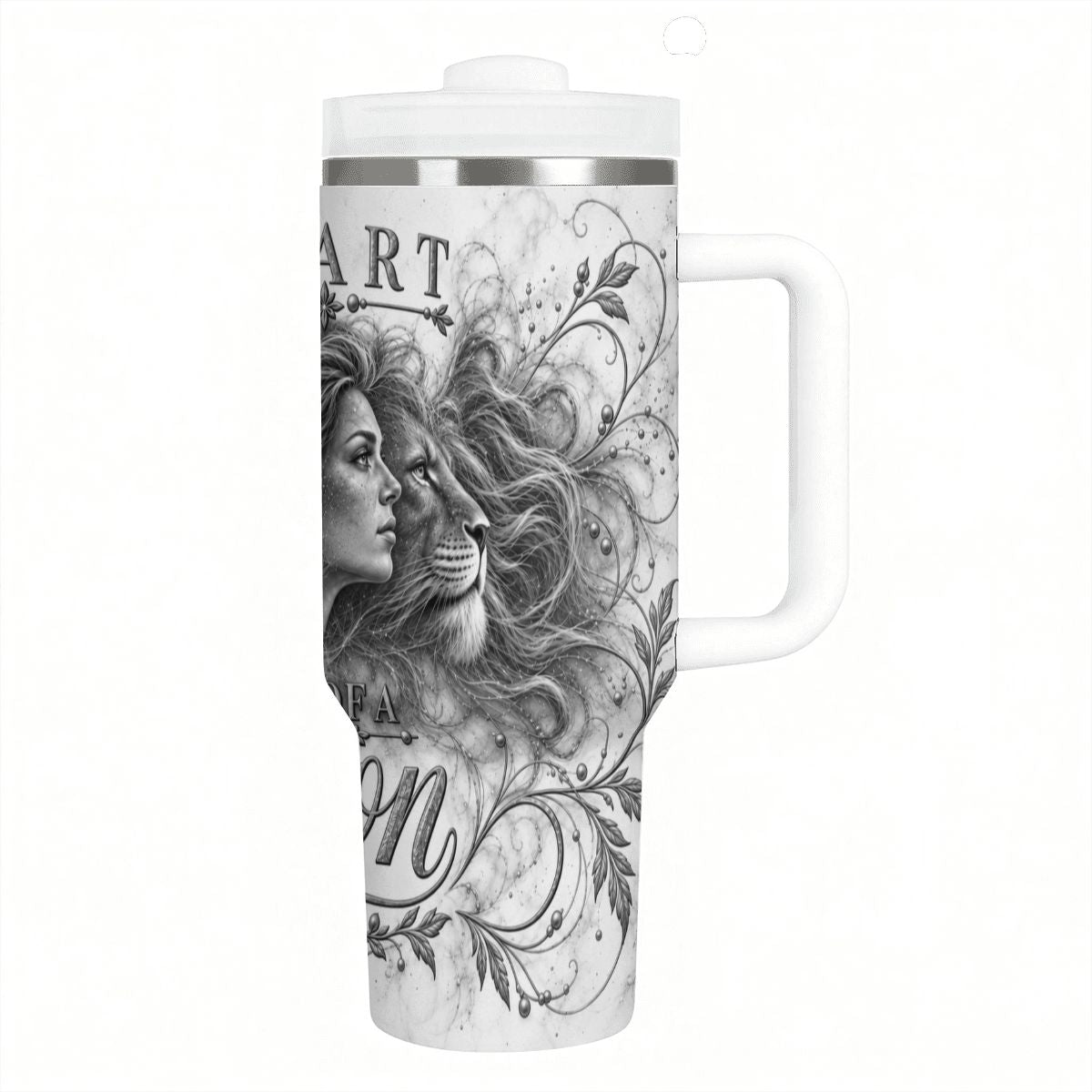 Heart Of A Lion - 40oz Tumbler with Handle and Straw (Made in USA)